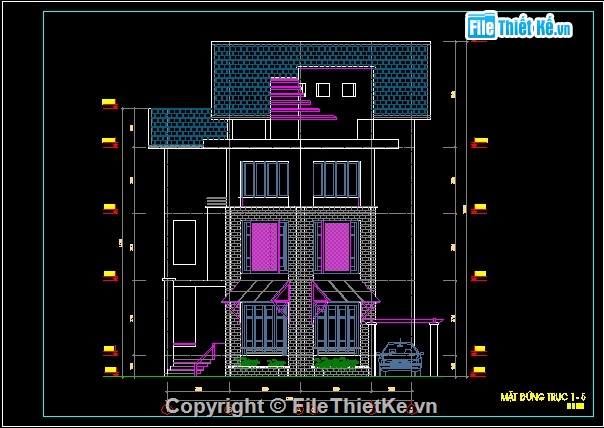 bản vẽ biệt thự 3 tầng kích thước 11x12m,bản vẽ biệt thự 11x12m,biệt thự 3 tầng